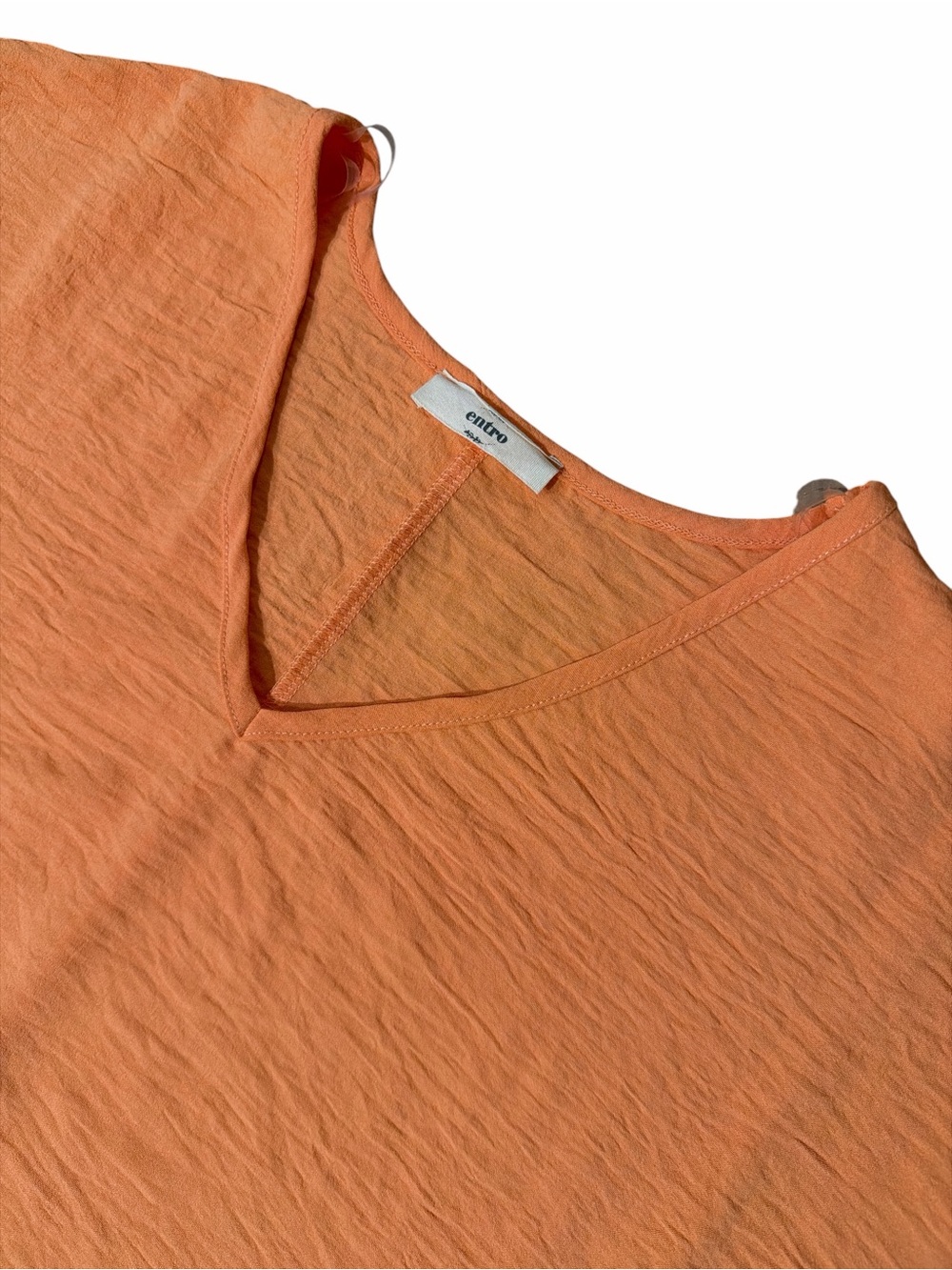ENTRO Orange V-Neck Casual Top